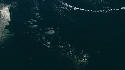 Top-down aerial view of Atlantic Ocean swells off Cape Peninsula Stock Footage 339181122