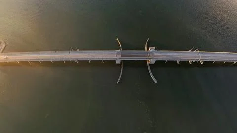 Top Down Aerial view of Bascule Bridge Section, Dunedin Causeway, Florida Stock Photos