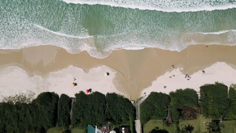 Top-Down Aerial View of Beach and Ocean Waves Stock Footage 314290817