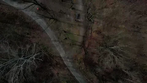 Top down aerial view of a brown spring nature scene in a park in Marzahn He.. 스톡 동영상 244219884