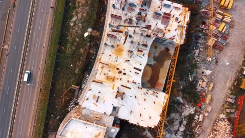 Top down aerial view of building construction site Stock Footage 328873558