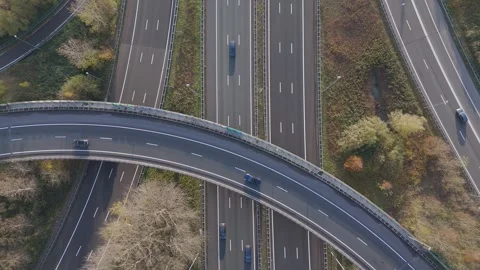 Top-Down Aerial View of Busy A10 Highway Interchange in Amsterdam Stock Footage 322606532