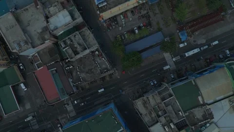 Top-down aerial view of busy intersection in Tabaco City Albay, Philippines. Stock Footage 336928181