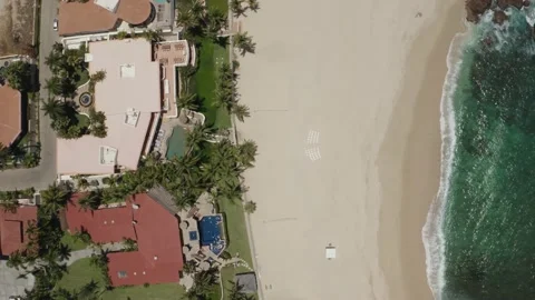 Top down aerial view of Cabo San Lucas resort and the beach. Stock Footage 134596361