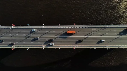 Top down aerial view on a car bridge Stock Footage 108983884