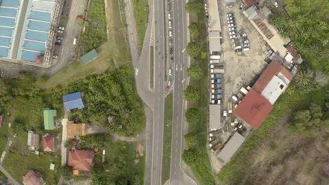 Top Down Aerial View Of car moving on road Stock Footage 111147259