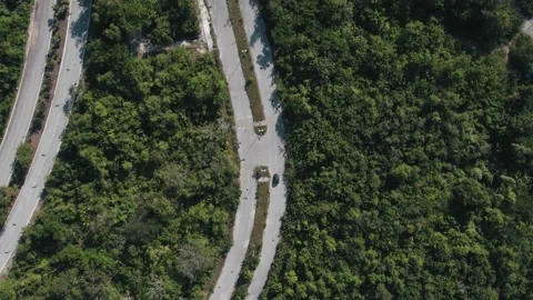 Top down aerial view to car driving on empty roads. Stock Footage 233429842