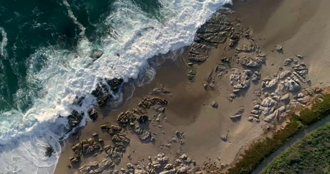 Top down aerial view of Carmel coastline in California 4K Stock Footage 172593757