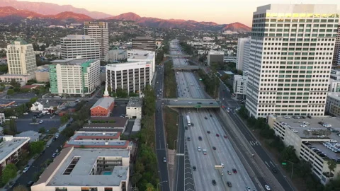 Top down aerial view of city neighborhood as seen from a drone above Stock Footage 143461772