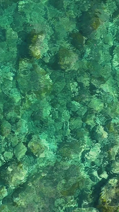 Top down aerial view of clear turquoise water and reef, Javea, Spain Stock Footage 339990243
