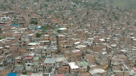 Top-down aerial view of Comuna 13 in Medellín Stock Footage 283906528