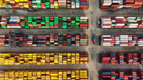 Top Down Aerial View Of Container Logistics At Manila North Harbor Port Stock Footage 328533582
