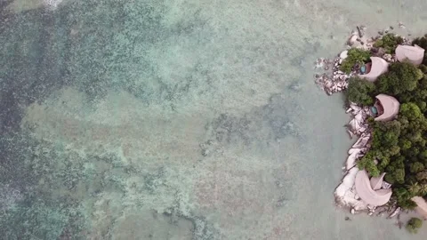 Top down aerial view of coral reef and island resort. Stock Footage 218065283