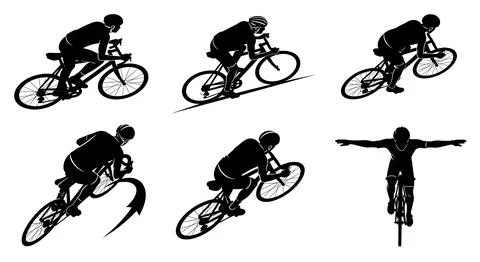 Top-Down Aerial View of Cyclist Silhouettes Stock Illustration