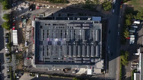 Top down aerial view of data center in Frankfurt am Main Germany 스톡 동영상 347283483
