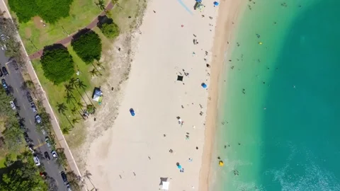 Top-Down Aerial View of a Florida Beach and Turquoise Ocean Stock Footage 339073665