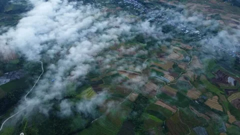 Top Down Aerial View of Fluffy Clouds and Blue Sky Stock Footage 344388975