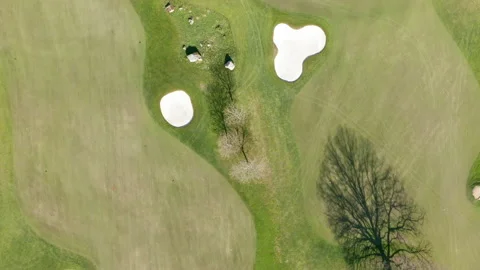 Top down aerial view of golf course Stock Footage 133270306