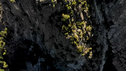 Top down aerial view of the high sierra forest on granite in California. Stock Footage 136156051