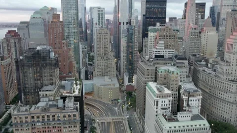 Top Down Aerial View of High Rise Buildings in Modern City Vídeo Stock 330715588