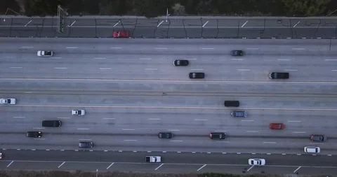 Top down aerial view of highway traffic Video stock 92877218