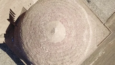 Top-down aerial view of a historic Persian dome structure built from traditional Video stock 307793352