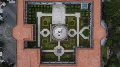 Top down aerial view of the iconic Chapultepec Castle, Mexico City 4K Stock Footage 159618634