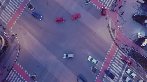 Top Down Aerial View of Intersection in Novi Sad Serbia Europe Vídeos de archivo 201161466