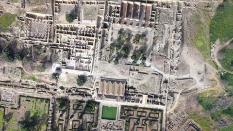 Top-Down Aerial View of the Islamic Palace of Madinat al-Zahra, Córdoba Stock Footage 316309596