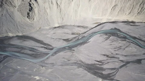 Top-Down Aerial View of Kuitun Riverbed Textures at Dushanzi Grand Canyon Video stock 342634610