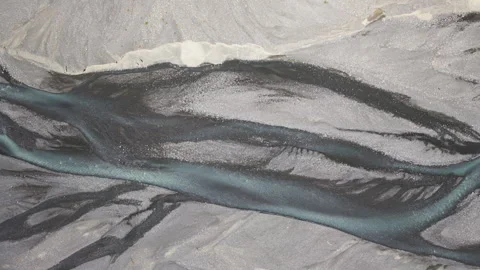 Top-Down Aerial View of Kuitun Riverbed Textures at Dushanzi Grand Canyon 動画素材 342634737