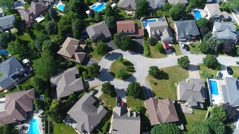 Top Down Aerial View Of Large Estates With Swimming Pools Drone 002 스톡 동영상 121587418