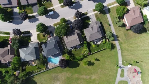 Top Down Aerial View Of Large Estates With Swimming Pools Drone Stock Footage 121587419