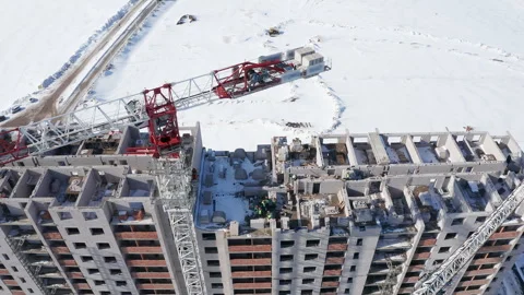 Top down aerial view of large residential construction site Video stock 328077697