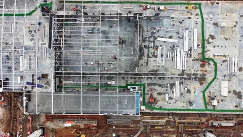 Top down aerial view of a large construction site Video stock 340503637