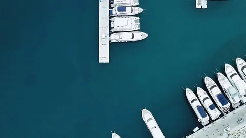 Top down aerial view of Limassol Marina, Cyprus. Luxury yachts and boats Video stock 123286758