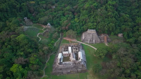 Top-Down Aerial View of the Mayan Palace at Palenque, Mexico Stock Footage 311104909