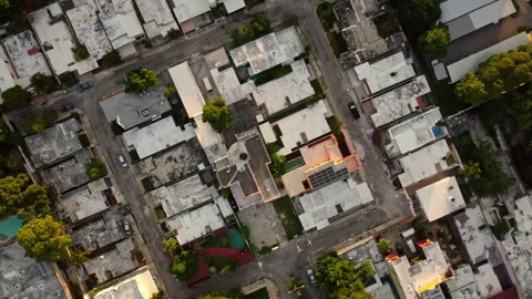 Top Down Aerial View Merida Residential Rooftops And Pools Stock Footage 311832847