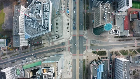Top down aerial view of modern street in Warsaw Stock Footage 105612195