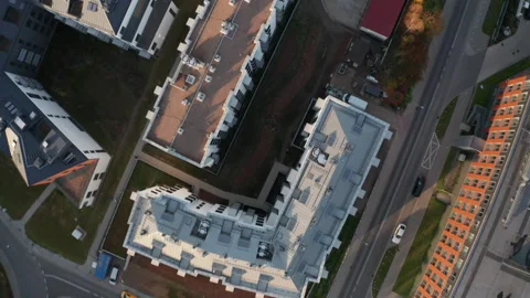 Top-Down Aerial View of a Modern Housing Estate in Krakow Stock Footage 315948885