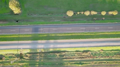 Top-down aerial view of a modern, empty multi-lane highway, Modern Infrastr.. Stock-Footage 316715514