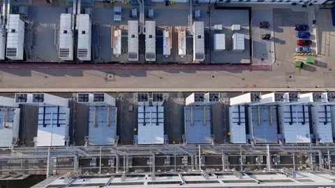 Top-down aerial view of modern data center hosting cloud computing Stock Footage 346147979