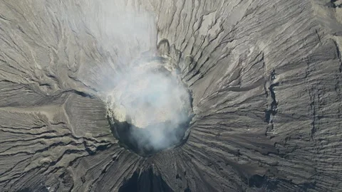 Top-down aerial view of Mount Bromo volcano crater in Java, Indonesia 動画素材 253542472