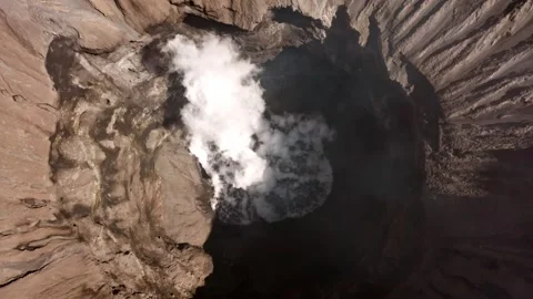 Top Down Aerial View Of Mount Bromo Volcano Crater In East Java Indonesia Stock Footage 329458578