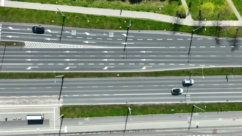 Top Down Aerial View Of Multi Lane City Road In Gdynia Poland Stock Footage 335907026