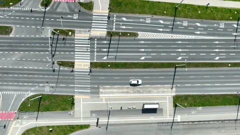 Top Down Aerial View Of Multi Lane City Road In Gdynia Poland Stock Footage 335907705