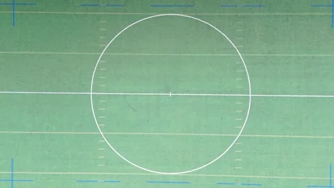 Top down aerial view of multi sport turf field inside stadium Stock Footage 340549158