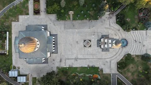 Top Down Aerial View of Nativity Cathedral and Bell Tower in Chisinau Moldova Photos