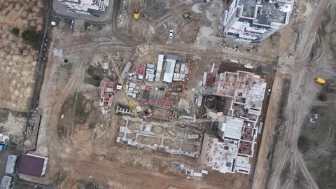 Top down Aerial view of a new construction of a high-rise residential building. 動画素材 235388852