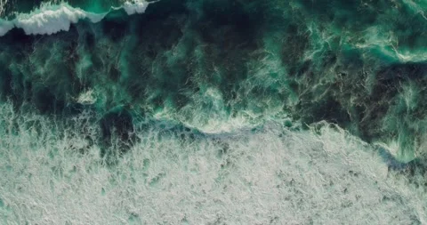 Top Down Aerial View of Ocean Waves and Tropical Water Stock Footage 331277852